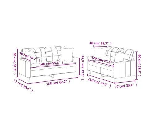 2-Osaline Diivanikomplekt Patjadega, Must, Kunstnahk