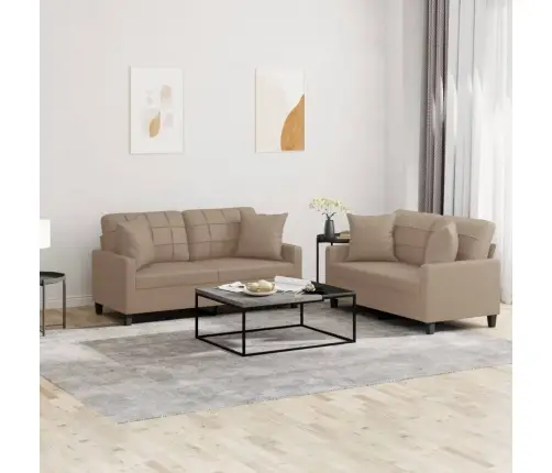 Divdaļīgs Dīvānu Komplekts, Kapučīno Krāsas Mākslīgā Āda Vidaxl