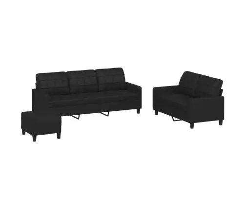 Trīsdaļīgs Dīvānu Komplekts Ar Spilveniem, Melna Mākslīgā Āda Vidaxl
