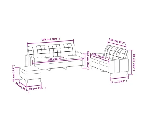 Trīsdaļīgs Dīvānu Komplekts Ar Spilveniem, Pelēka Mākslīgā Āda Vidaxl