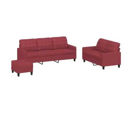 3-Osaline Diivanikomplekt Patjadega, Veinipunane, Kunstnahk