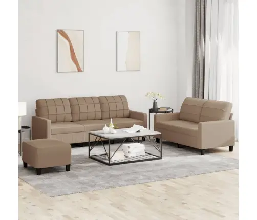 Trīsdaļīgs Dīvānu Komplekts, Kapučīno Krāsas Mākslīgā Āda Vidaxl