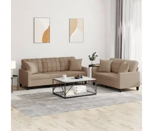 Divdaļīgs Dīvānu Komplekts, Kapučīno Krāsas Mākslīgā Āda Vidaxl