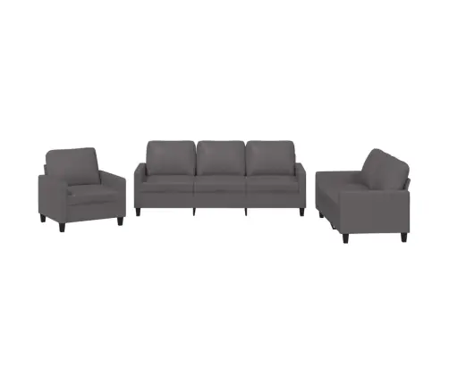 3-Osaline Diivanikomplekt Patjadega, Hall, Kunstnahk