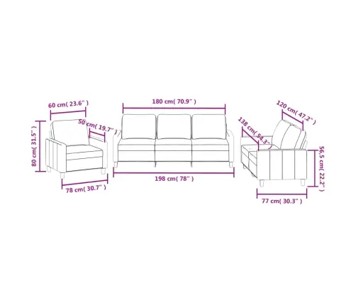 3-Osaline Diivanikomplekt Patjadega, Hall, Kunstnahk