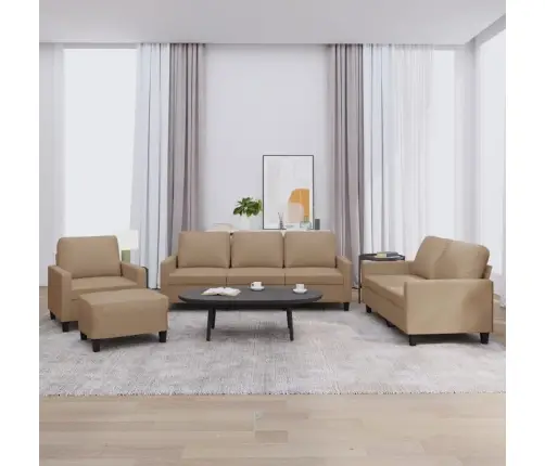 Četrdaļīgs Dīvānu Komplekts, Kapučīno Krāsas Mākslīgā Āda Vidaxl