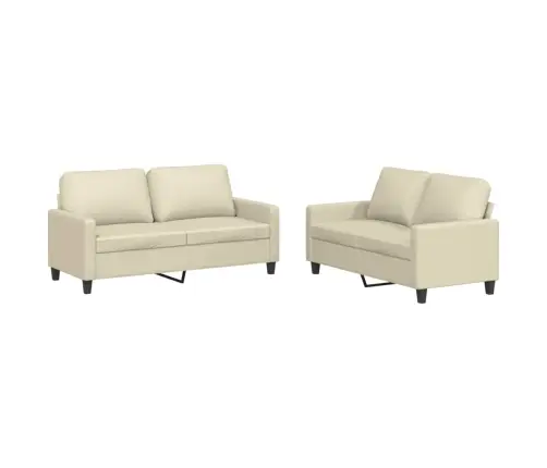 Divdaļīgs Dīvānu Komplekts, Spilveni, Krēmkrāsas Mākslīgā Āda Vidaxl