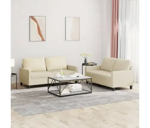 Divdaļīgs Dīvānu Komplekts, Spilveni, Krēmkrāsas Mākslīgā Āda Vidaxl