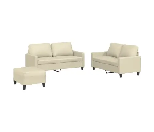 Trīsdaļīgs Dīvānu Komplekts, Spilveni, Krēmkrāsas Mākslīgā Āda Vidaxl