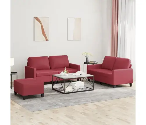 Trīsdaļīgs Dīvānu Komplekts Ar Spilveniem, Sarkana Mākslīgā Āda Vidaxl Trīsdaļīgs Dīvānu Komplekts Ar Spilveniem, Sarkana Mākslīgā Āda Vidaxl