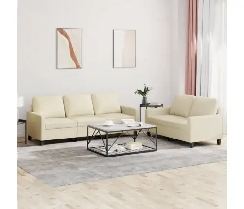 Divdaļīgs Dīvānu Komplekts, Spilveni, Krēmkrāsas Mākslīgā Āda Vidaxl