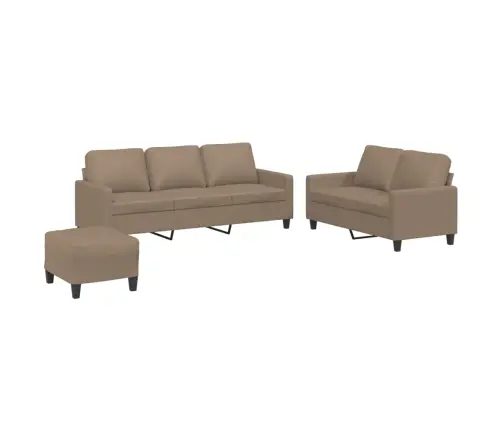 Trīsdaļīgs Dīvānu Komplekts, Kapučīno Krāsas Mākslīgā Āda Vidaxl