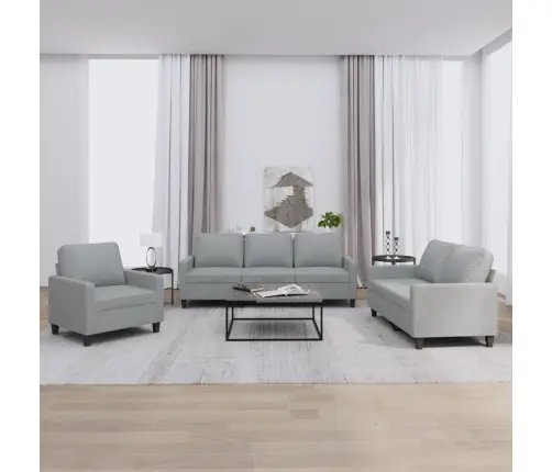 Trīsdaļīgs Dīvānu Komplekts, Gaiši Pelēks Audums Vidaxl