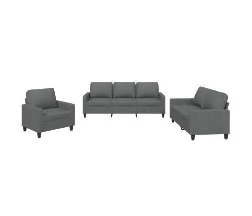 Sofos Komplektas Su Pagalvėlėmis, 3 Dalių, Pilkas, Audinys