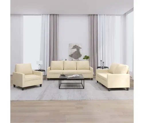 Trīsdaļīgs Dīvānu Komplekts Ar Spilveniem, Krēmkrāsas Audums Vidaxl