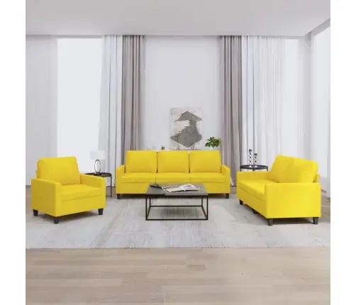 Trīsdaļīgs Dīvānu Komplekts Ar Spilveniem, Dzeltens Audums Vidaxl