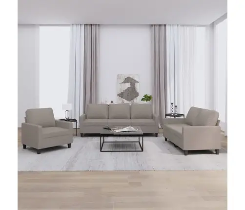 Trīsdaļīgs Dīvānu Komplekts Ar Spilveniem, Pelēkbrūns Audums Vidaxl Trīsdaļīgs Dīvānu Komplekts Ar Spilveniem, Pelēkbrūns Audums Vidaxl