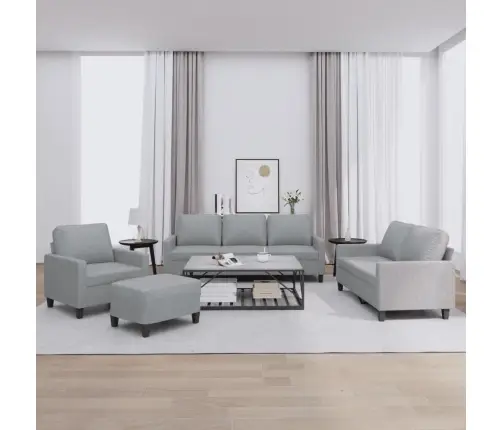 Četrdaļīgs Dīvānu Komplekts Ar Spilveniem, Gaiši Pelēks Audums Vidaxl