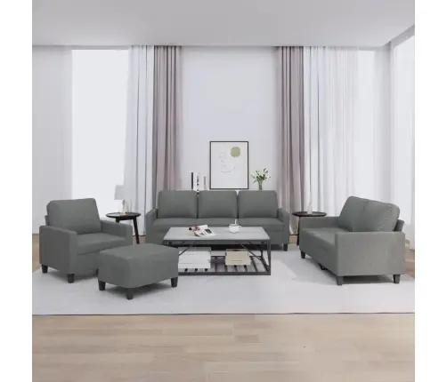 Četrdaļīgs Dīvānu Komplekts Ar Spilveniem, Tumši Pelēks Audums Vidaxl