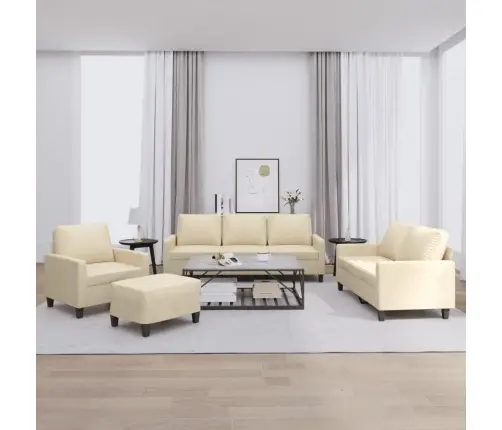 Sofos Komplektas Su Pagalvėlėmis, 4 Dalių, Kreminis, Audinys