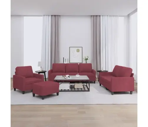 4-Osaline Diivanikomplekt Patjadega, Veinipunane, Kangas