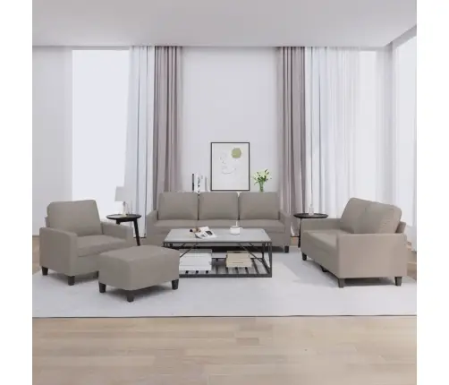 Četrdaļīgs Dīvānu Komplekts Ar Spilveniem, Pelēkbrūns Audums Vidaxl