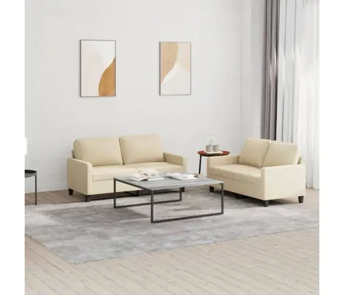 2-Osaline Diivanikomplekt Patjadega, Kreemjas, Kangas