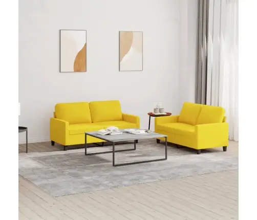 Divdaļīgs Dīvānu Komplekts Ar Spilveniem, Dzeltens Audums Vidaxl