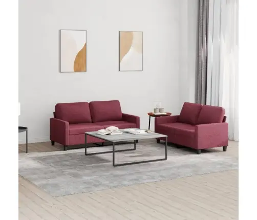 Divdaļīgs Dīvānu Komplekts Ar Spilveniem, Vīnsarkans Audums Vidaxl