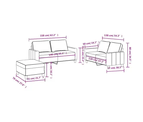 Trīsdaļīgs Dīvānu Komplekts, Gaiši Pelēks Audums Vidaxl