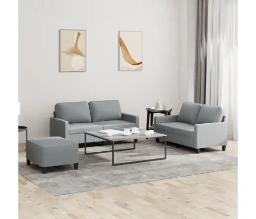 Trīsdaļīgs Dīvānu Komplekts, Gaiši Pelēks Audums Vidaxl