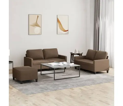 3-Osaline Diivanikomplekt Patjadega, Pruun, Kangas