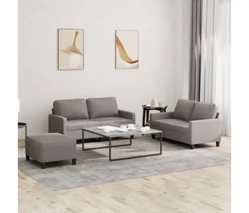 3-Osaline Diivanikomplekt Patjadega, Hallikaspruun, Kangas