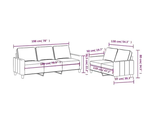 Sofos Komplektas Su Pagalvėlėmis, 2 Dalių, Rudas, Audinys