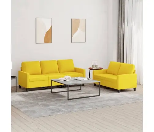 Divdaļīgs Dīvānu Komplekts Ar Spilveniem, Dzeltens Audums Vidaxl