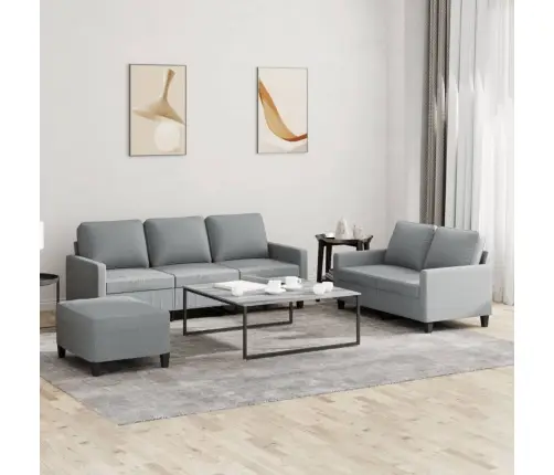 Trīsdaļīgs Dīvānu Komplekts, Gaiši Pelēks Audums Vidaxl