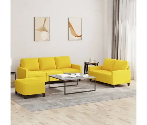Trīsdaļīgs Dīvānu Komplekts Ar Spilveniem, Dzeltens Audums Vidaxl
