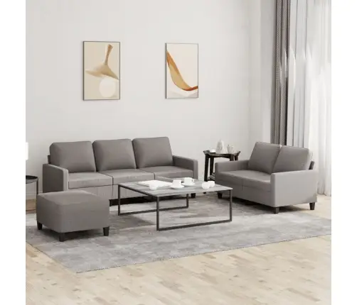 Trīsdaļīgs Dīvānu Komplekts Ar Spilveniem, Pelēkbrūns Audums Vidaxl