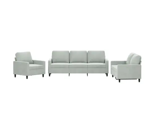 Trīsdaļīgs Dīvānu Komplekts Ar Spilveniem, Gaiši Pelēks Samts Vidaxl