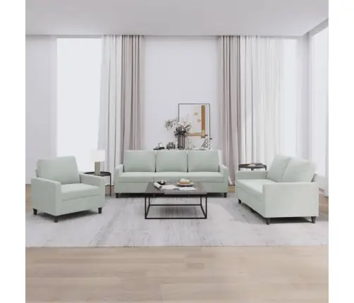 Trīsdaļīgs Dīvānu Komplekts Ar Spilveniem, Gaiši Pelēks Samts Vidaxl