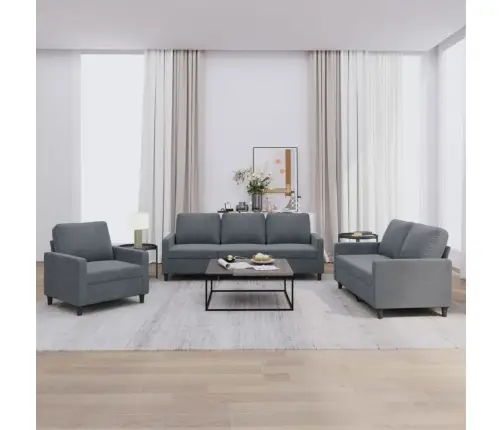 Trīsdaļīgs Dīvānu Komplekts Ar Spilveniem, Tumši Pelēks Samts Vidaxl