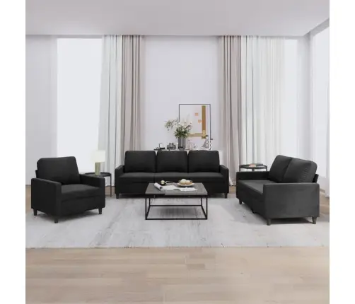 Trīsdaļīgs Dīvānu Komplekts Ar Spilveniem, Melns Samts Vidaxl