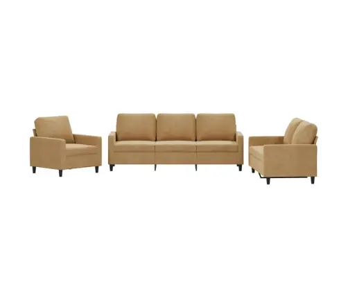 Trīsdaļīgs Dīvānu Komplekts Ar Spilveniem, Brūns Samts Vidaxl