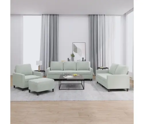 Četrdaļīgs Dīvānu Komplekts Ar Spilveniem, Gaiši Pelēks Samts Vidaxl