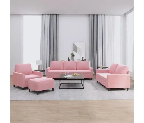 Četrdaļīgs Dīvānu Komplekts Ar Spilveniem, Rozā Samts Vidaxl