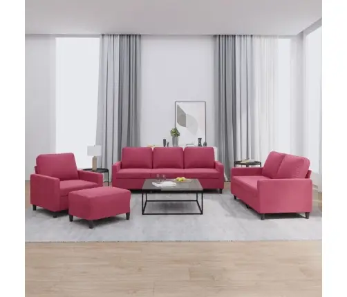 Četrdaļīgs Dīvānu Komplekts Ar Spilveniem, Vīnsarkans Samts Vidaxl