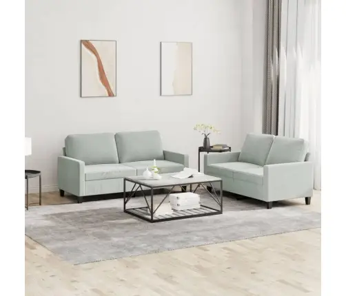 Sofos Komplektas Su Pagalvėlėmis, 2 Dalių, Pilkas, Aksomas