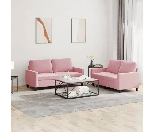 Divdaļīgs Dīvānu Komplekts Ar Spilveniem, Rozā Samts Vidaxl