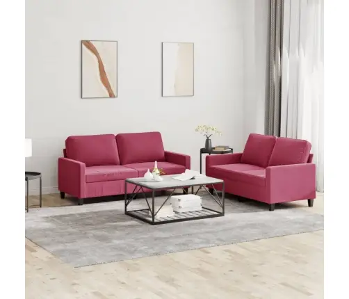 Divdaļīgs Dīvānu Komplekts Ar Spilveniem, Vīnsarkans Samts Vidaxl
