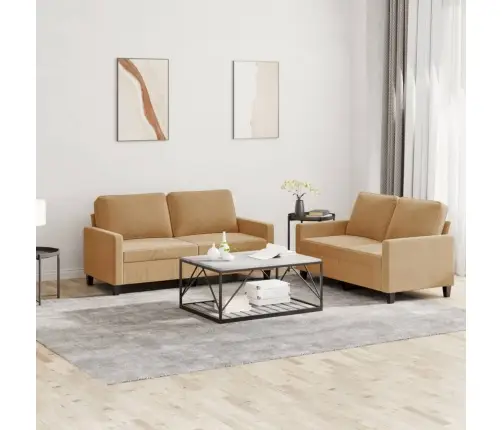 Divdaļīgs Dīvānu Komplekts Ar Spilveniem, Brūns Samts Vidaxl